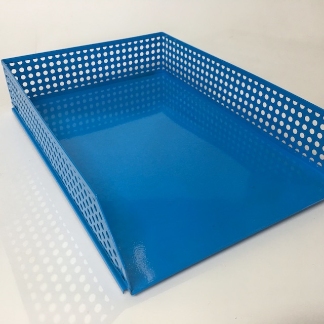DOCUMENT TRAY, Blue Perforated Metal